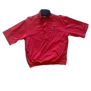 FootJoy DryJoys Rain Shirt Mens M Wind Short Sleeve Red 1/2 Zip Lined Kaluhyat‎